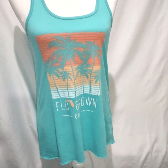 FloGrown Girl Aqua Racerback Tank Top Size Medium - Picture 4 of 15